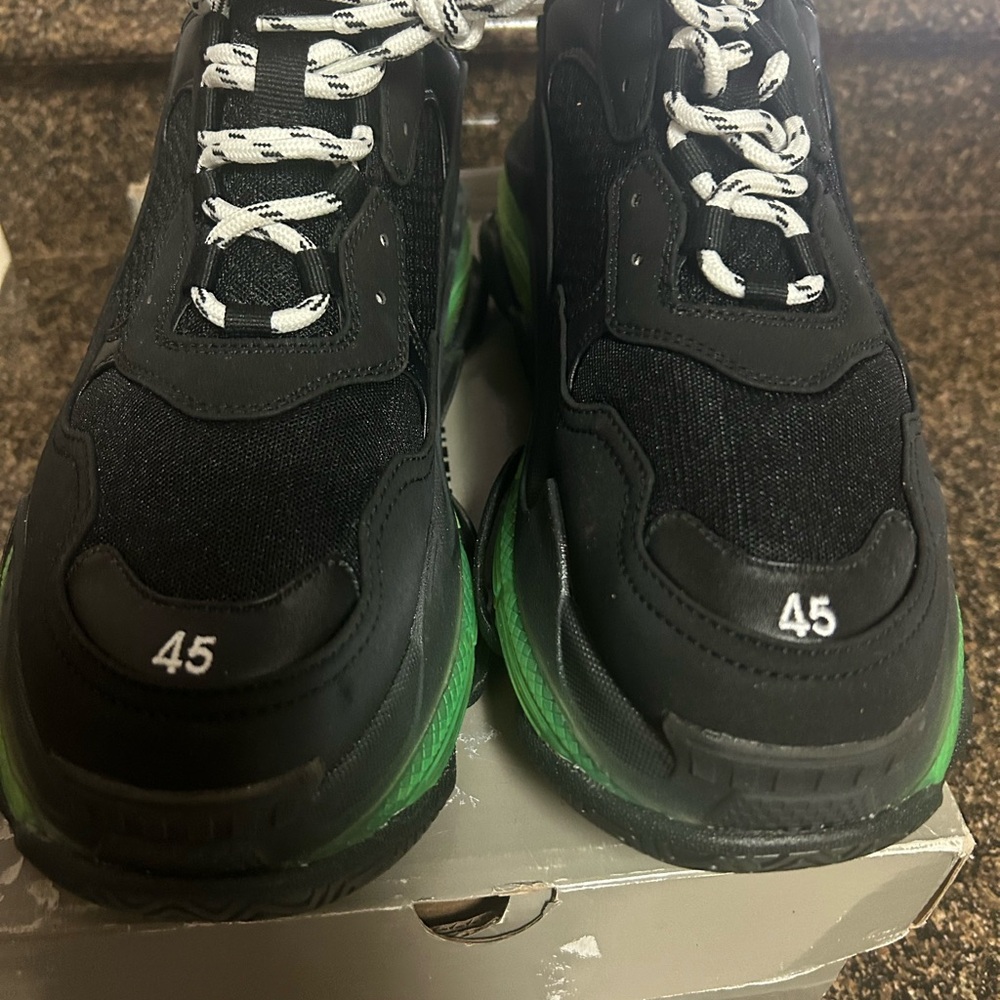 Balenciaga Black and Neon Green Sneakers